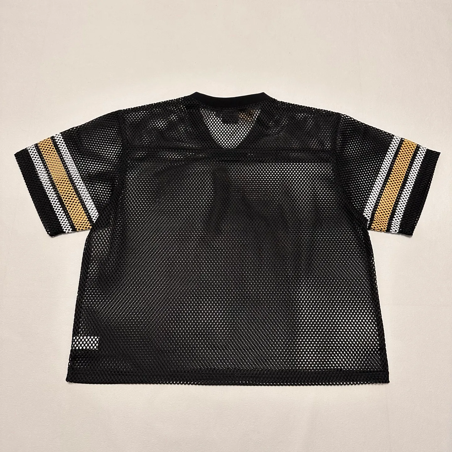 Mesh V-neck T-shirt Stussy SS25 STÜSSY INTERNATIONAL TEAM JERSEY V-neck mesh retro letter short sleeves black and white S-XL