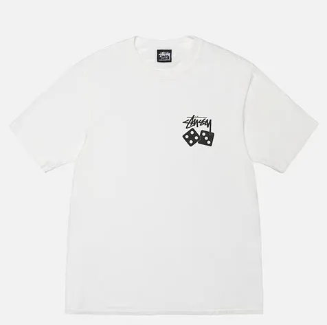 STUSSY SS25 DICE TEE PIGMENT DYED dice letter pattern printed short-sleeved T-shirt black off-white S-XL