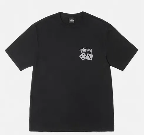 STUSSY SS25 DICE TEE PIGMENT DYED dice letter pattern printed short-sleeved T-shirt black off-white S-XL