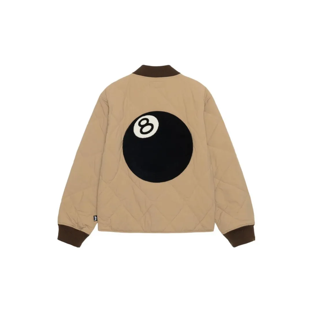 STUSSY 23FW 🎱 BALL QUILTED LINER JACKET Black 8 billiard zipper cotton coat/jacket Size: Black S M Khaki M L XL