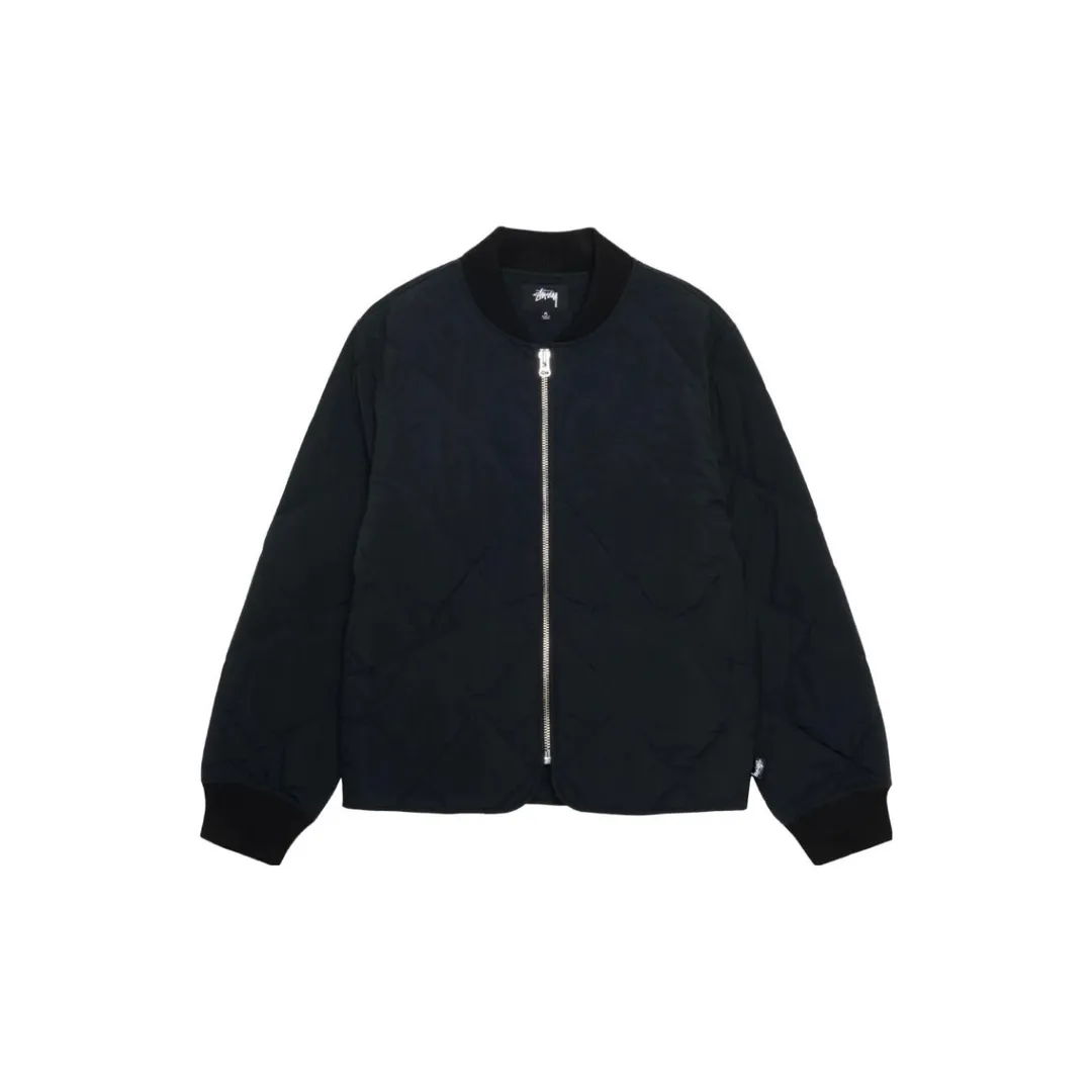 STUSSY 23FW 🎱 BALL QUILTED LINER JACKET Black 8 billiard zipper cotton coat/jacket Size: Black S M Khaki M L XL