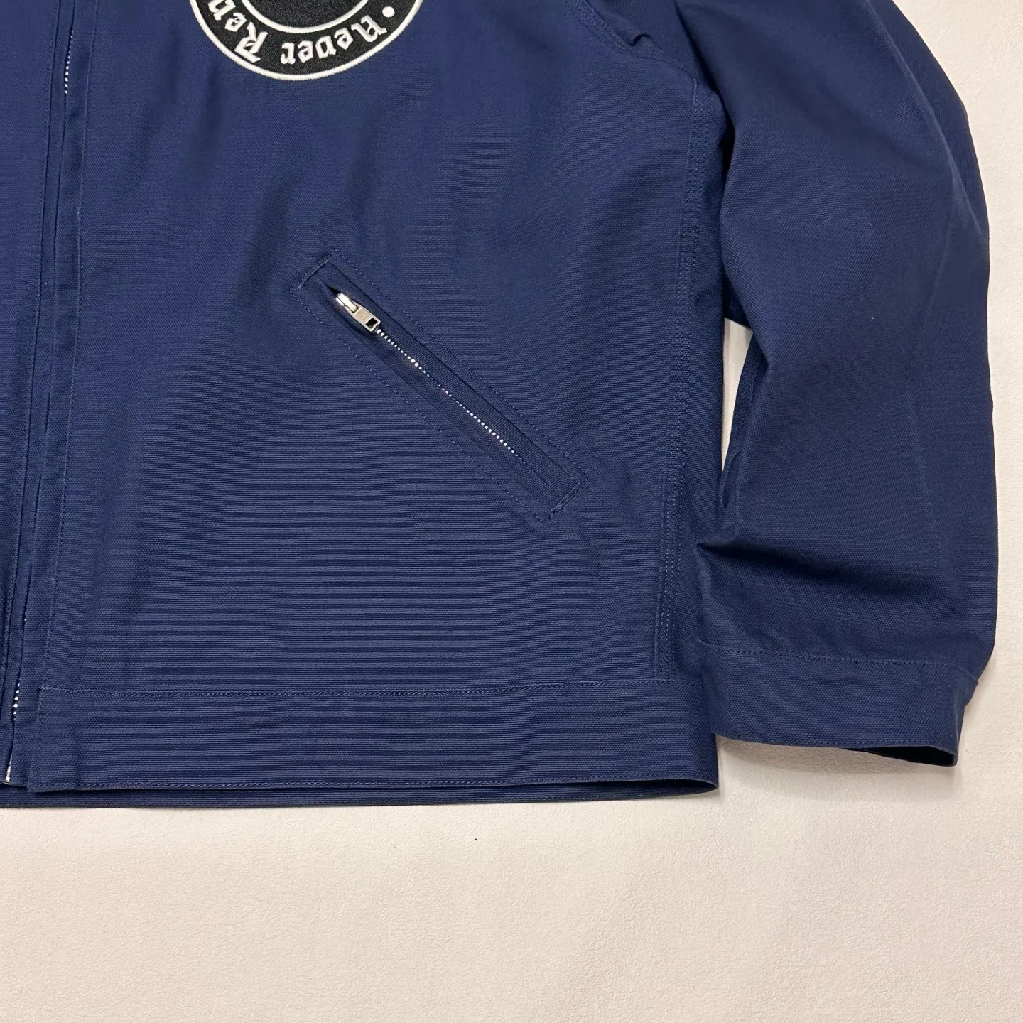 Detailed shooting of DT jacket STUSSY X DENIM TEARS joint model CANVAS JACKET zipper work jacket navy blue S- XL