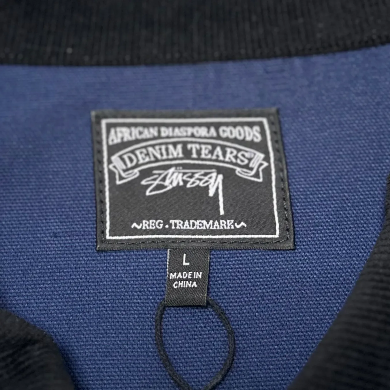 Detailed shooting of DT jacket STUSSY X DENIM TEARS joint model CANVAS JACKET zipper work jacket navy blue S- XL