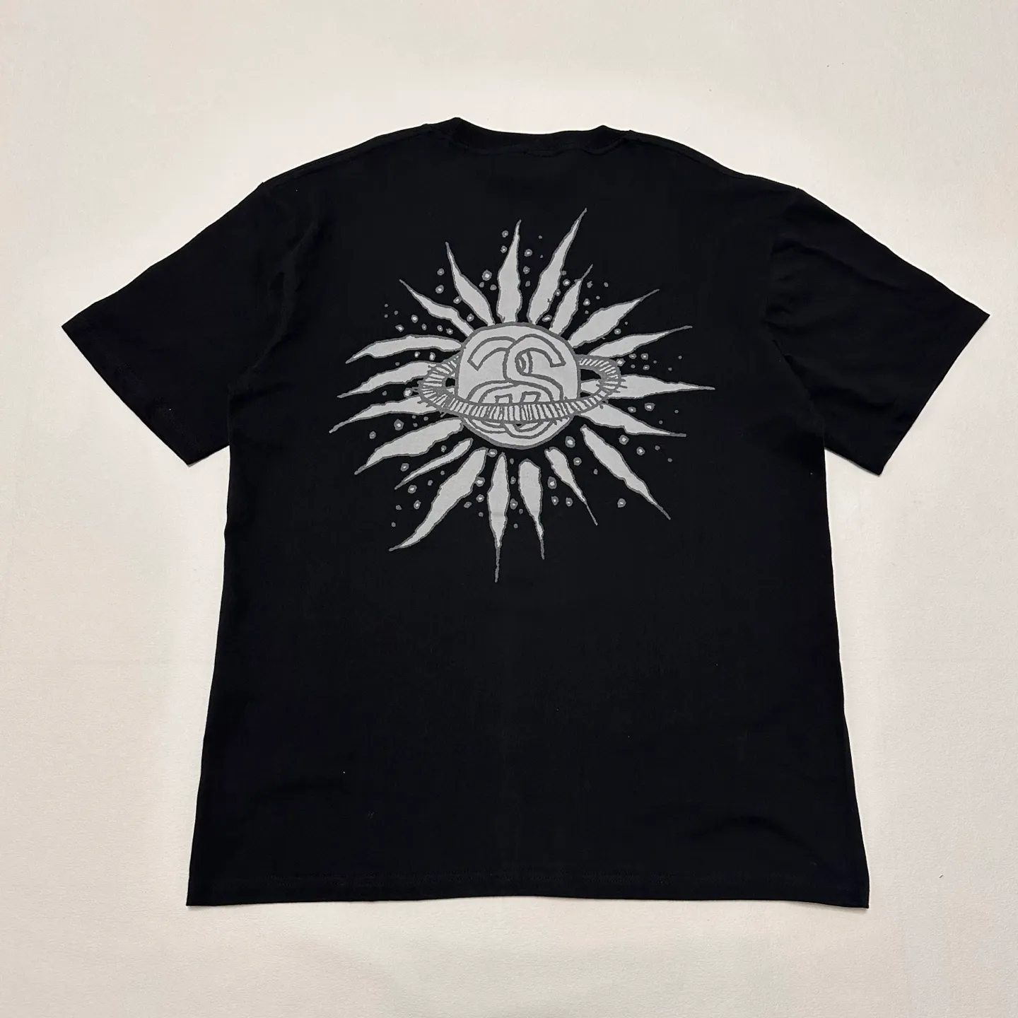 Sun T-shirt STUSSY SS25 LOOK BEYOND TEE PIGMENT DYED Double S sun short-sleeved TEE black and white S- XL