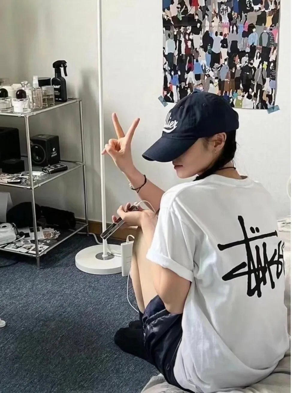 Spot goods! Stussy SS24 Basic StÜssy Tee classic letter Logo printed short-sleeved T-shirt couple style black and white dark blue S-XL