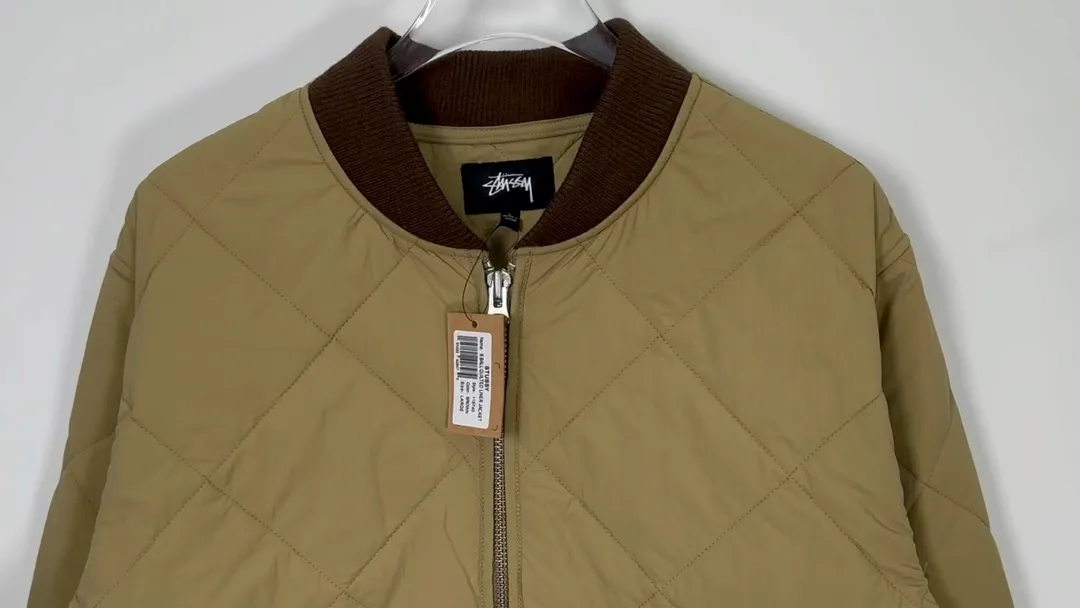 STUSSY 23FW 🎱 BALL QUILTED LINER JACKET Black 8 billiard zipper cotton coat/jacket Size: Black S M Khaki M L XL