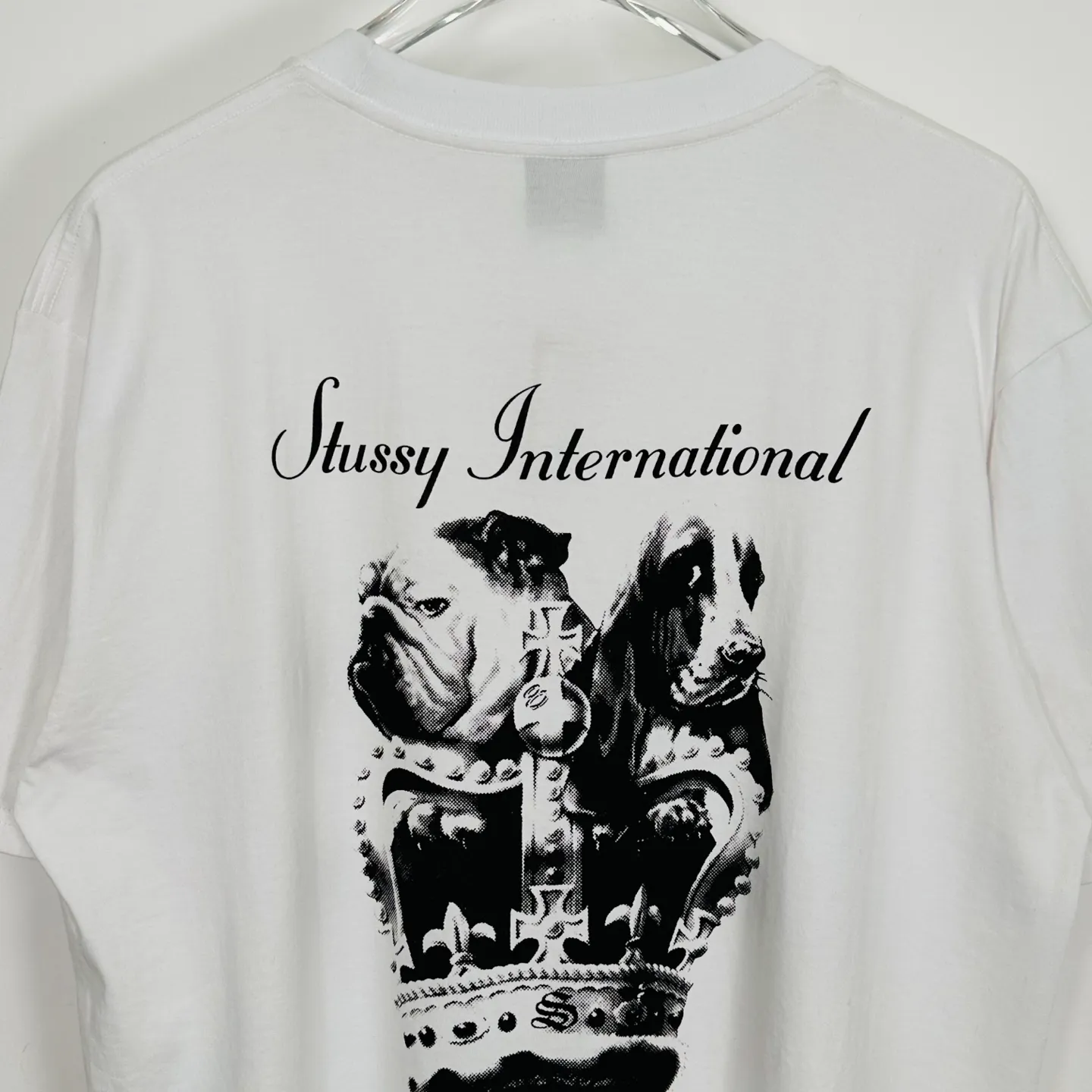 Spot goods! Crown Dog T-shirt STUSSY SS25 DOG CROWN TEE Black and White S- XL