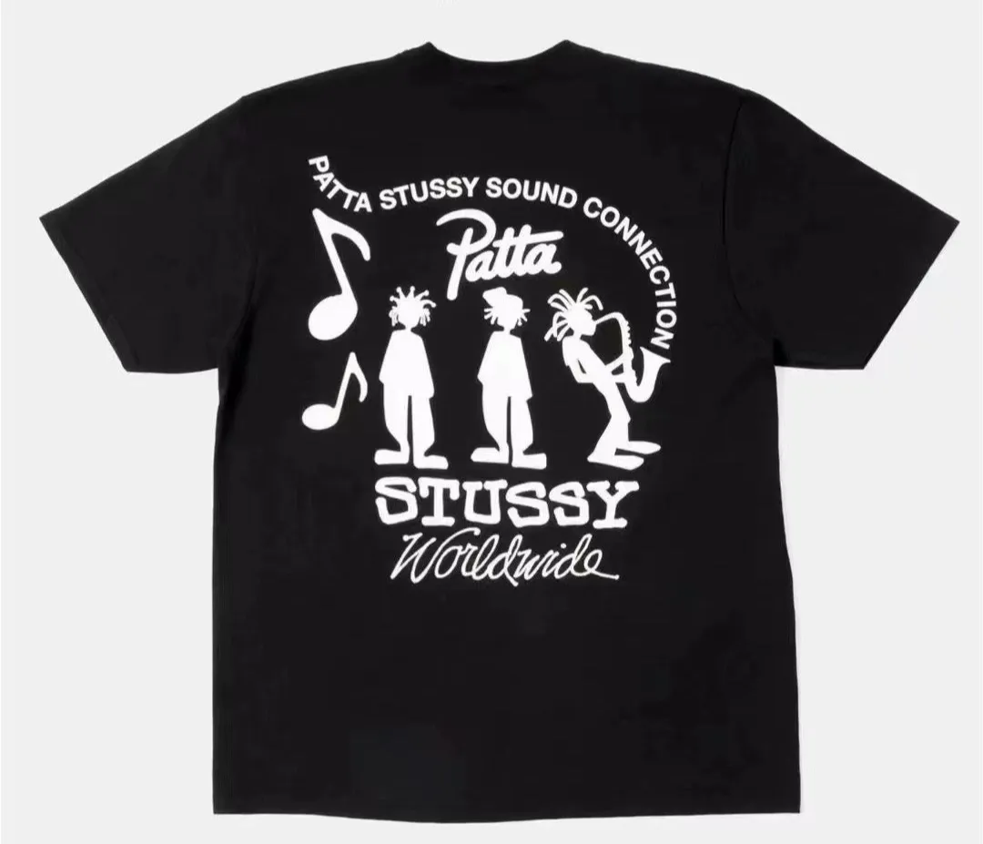 STUSSY X PATTA joint model SS24 TEE musician T-shirt black and white S-XL