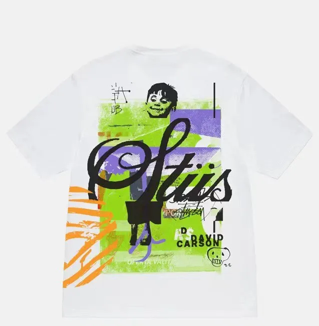 STUSSY X DAVID SS24 joint model CARSON DINO TEE dinosaur digital print short-sleeved Tee black and white S-XL