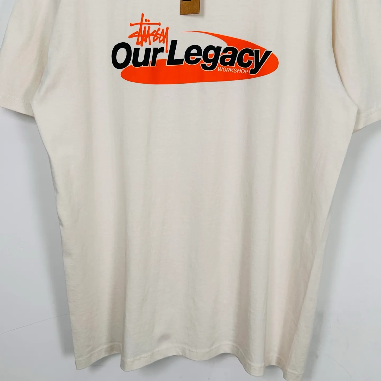 OL joint T-shirt STUSSY x OUR LEGACY joint model SS25 WORK SHOP SWIRL TEE PIGMENT DYED printed short-sleeved TEE off-white black S- XL