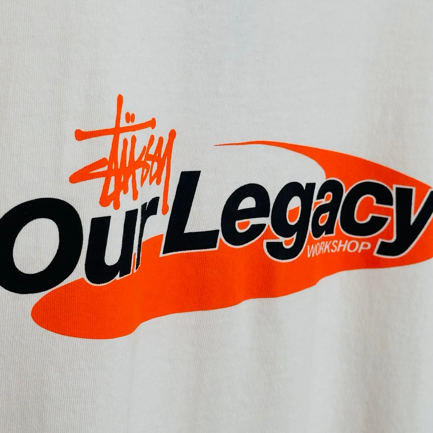 OL joint T-shirt STUSSY x OUR LEGACY joint model SS25 WORK SHOP SWIRL TEE PIGMENT DYED printed short-sleeved TEE off-white black S- XL
