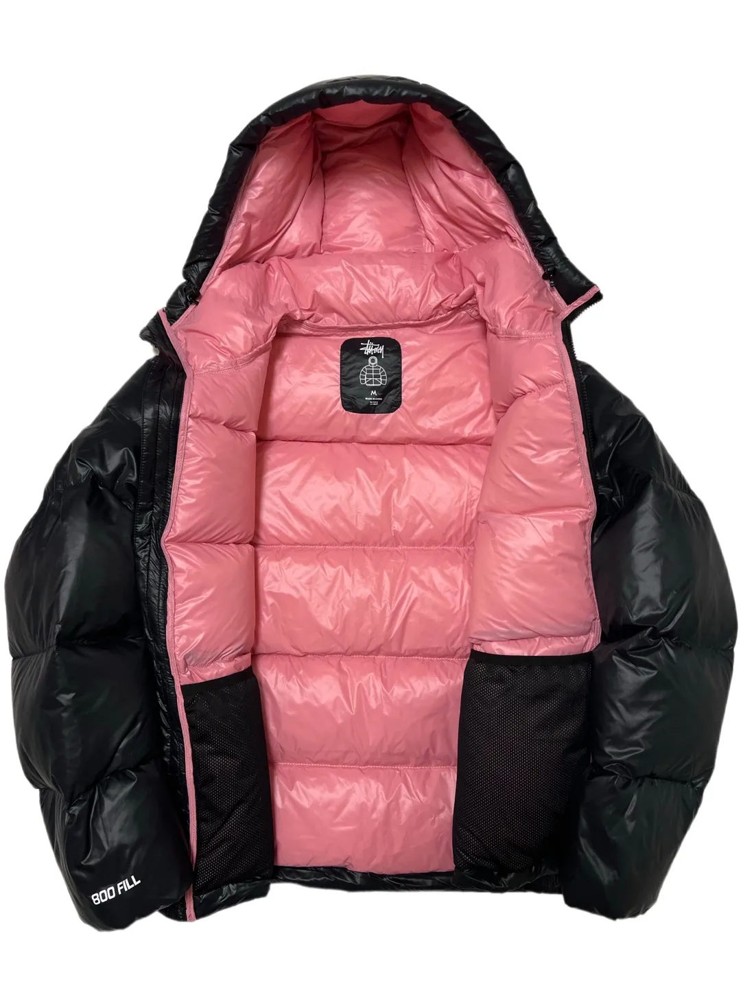 Stussy/Stussy 22Fw classic letter hooded down jacket, black, gray, black and pink, S-XL, filled with national standard 90 velvet/average 450g of velvet. It has a Michelin effect when you put it on. 800 puffs, fluffy and warm, full and light.