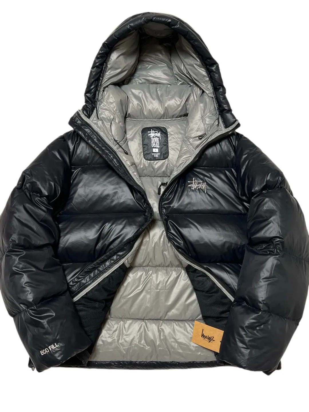 Stussy/Stussy 22Fw classic letter hooded down jacket, black, gray, black and pink, S-XL, filled with national standard 90 velvet/average 450g of velvet. It has a Michelin effect when you put it on. 800 puffs, fluffy and warm, full and light.