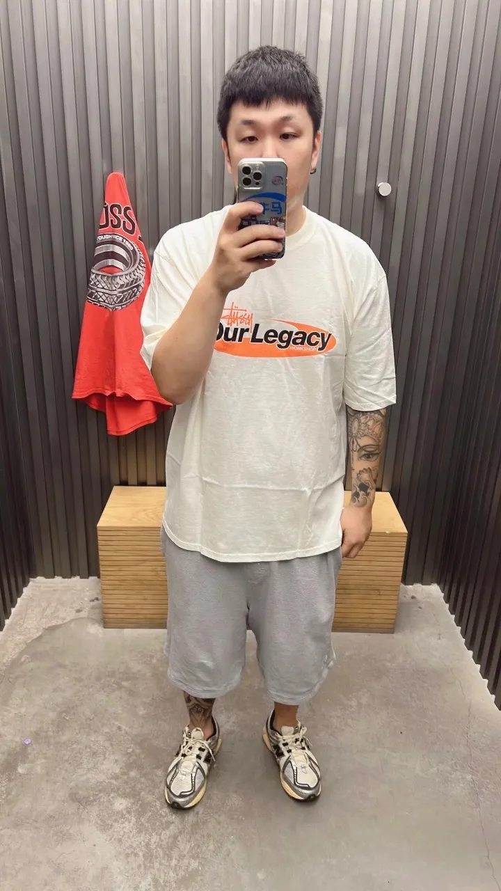 OL joint T-shirt STUSSY x OUR LEGACY joint model SS25 WORK SHOP SWIRL TEE PIGMENT DYED printed short-sleeved TEE off-white black S- XL