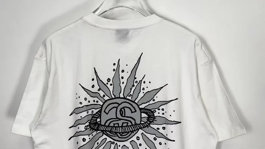 Sun T-shirt STUSSY SS25 LOOK BEYOND TEE PIGMENT DYED Double S sun short-sleeved TEE black and white S- XL