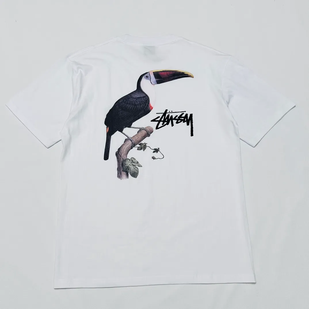 STUSSY SS24 Animal Series TOUCAN TEE Toucan T-shirt Black and White S-XL