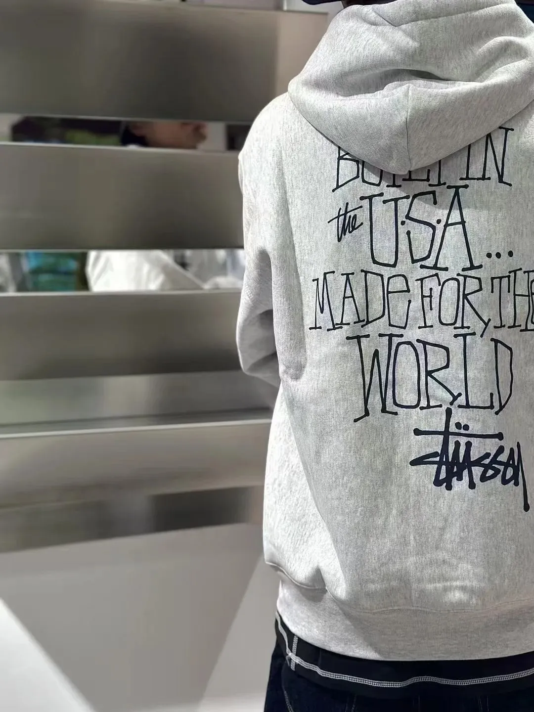 Graffiti word sweatshirt Stussy FW24 BUILT IN USA HOODIE English logo on the back plus velvet hooded sweatshirt/hoodie black gray dark blue S-XL