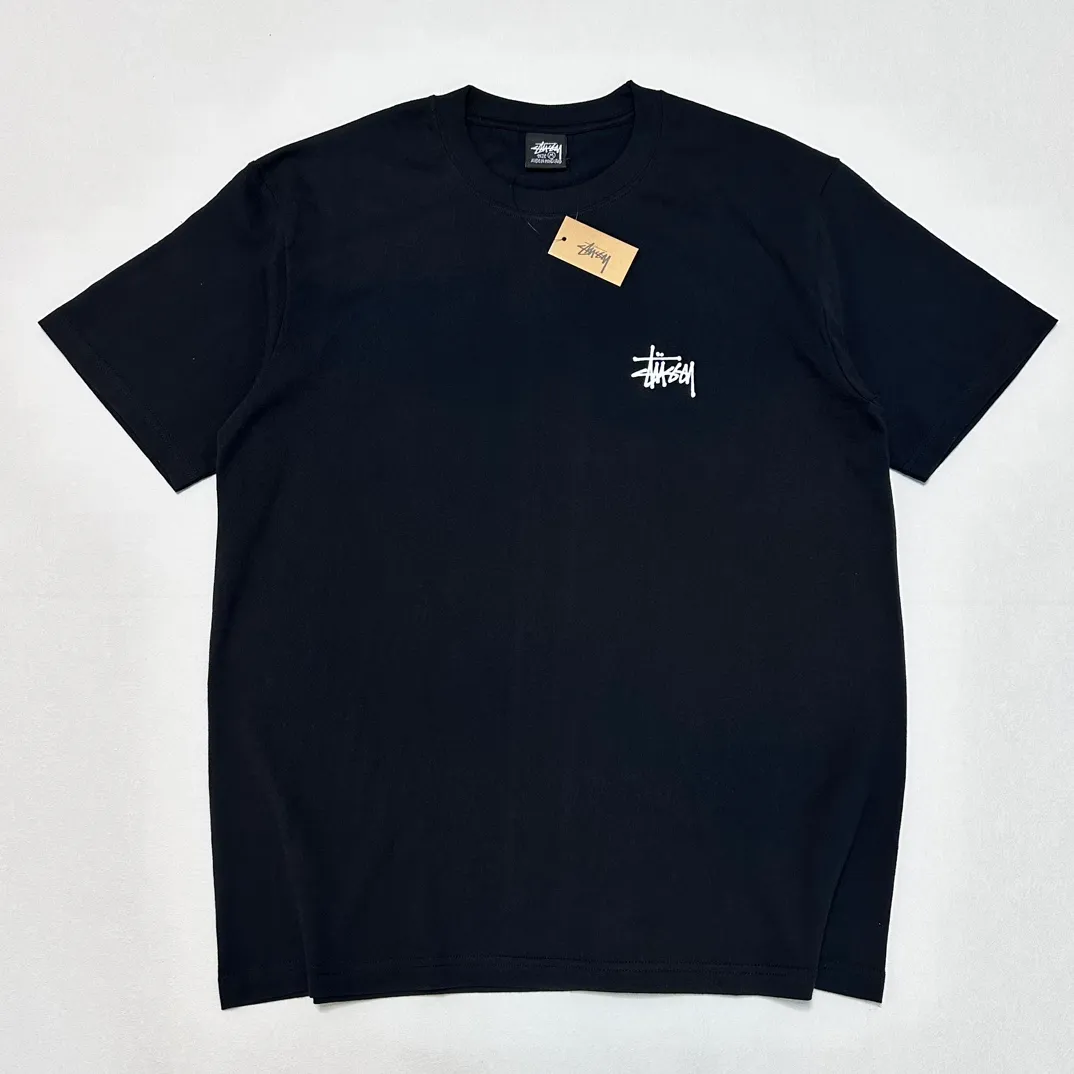 STUSSY SS24 SUNSET TEE Sunset Coconut Beach View T-shirt Black and White S-XL