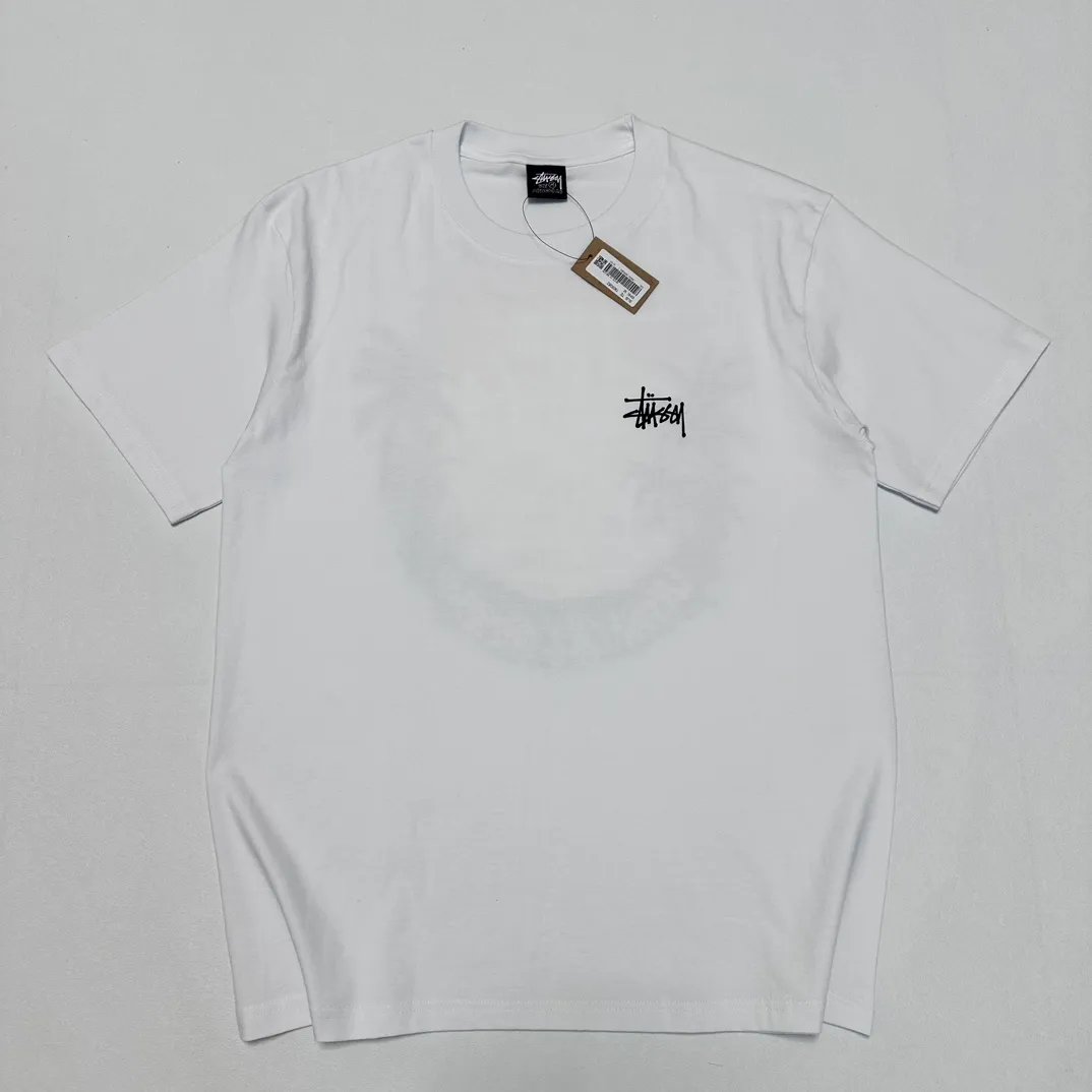 STUSSY SS24 SUNSET TEE Sunset Coconut Beach View T-shirt Black and White S-XL