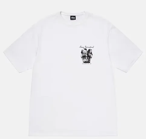 Crown Dog T-shirt STUSSY SS25 DOG CROWN TEE Black and White S- XL