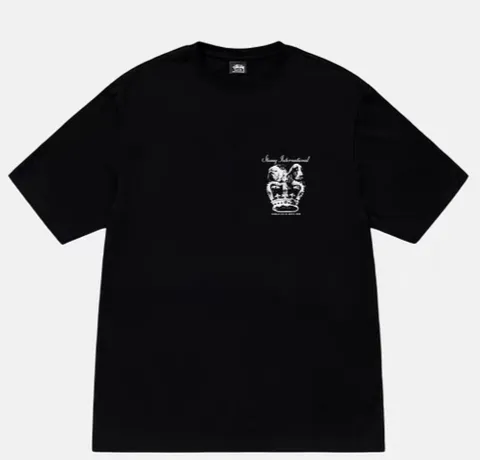 Crown Dog T-shirt STUSSY SS25 DOG CROWN TEE Black and White S- XL