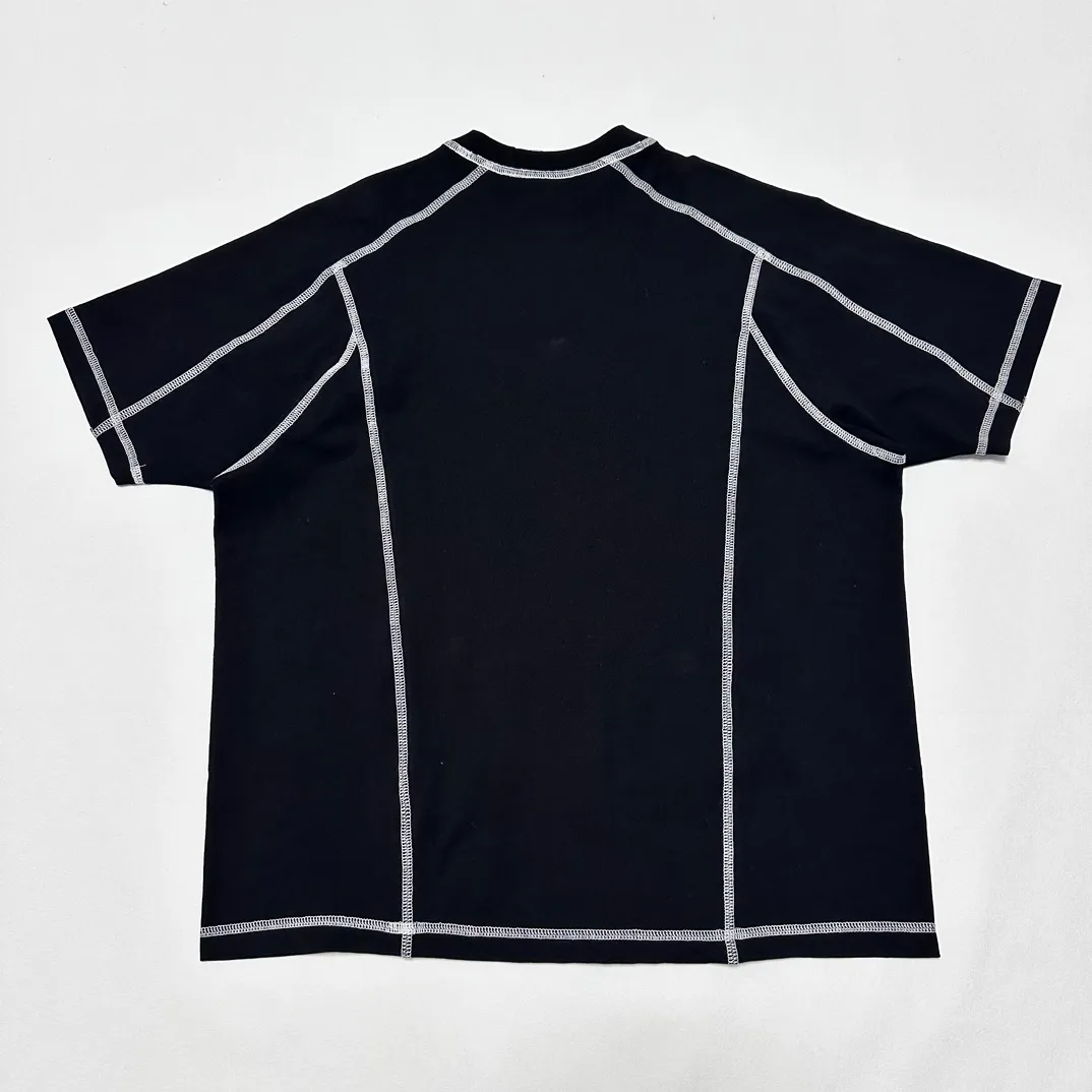 STUSSY SS24 WAVE COTTON CREW TEE Top-stitched Micro Label T-shirt Black Blue Mustard Yellow S-XL Original Same 240g Weight