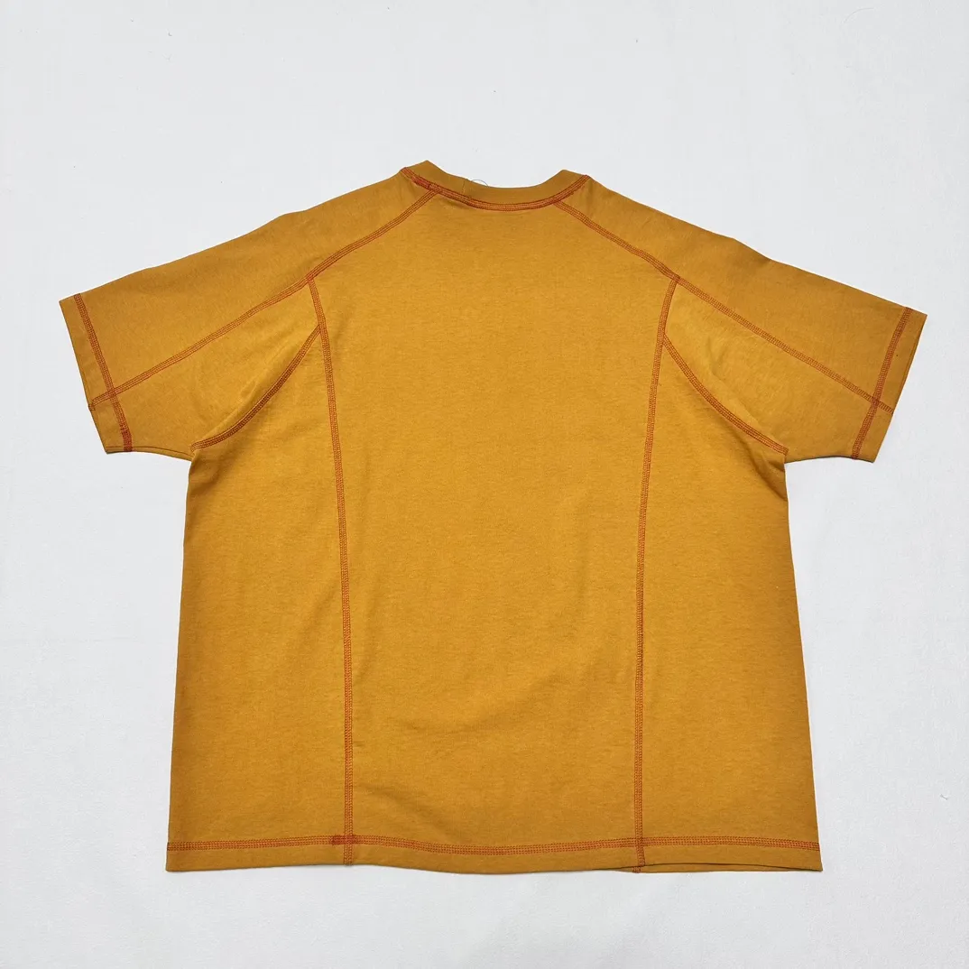 STUSSY SS24 WAVE COTTON CREW TEE Top-stitched Micro Label T-shirt Black Blue Mustard Yellow S-XL Original Same 240g Weight