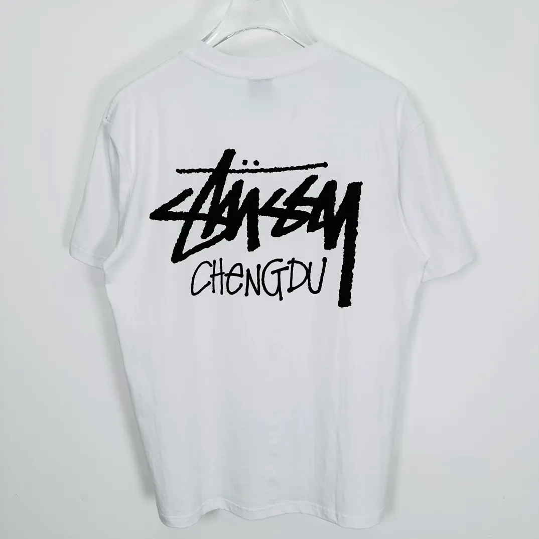 Chengdu limited TEE STUSSY FW24 CHENGDU TEE classic words Chengdu limited short sleeves black and white S-XL