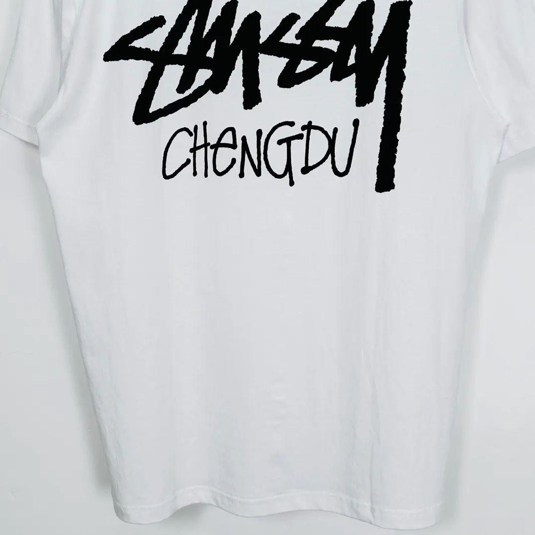 Chengdu limited TEE STUSSY FW24 CHENGDU TEE classic words Chengdu limited short sleeves black and white S-XL