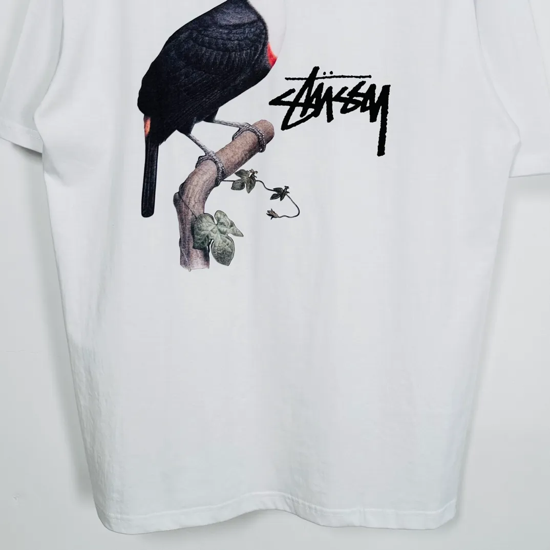 Spot goods! STUSSY SS24 Animal Series TOUCAN TEE Toucan T-shirt Black and White S-XL