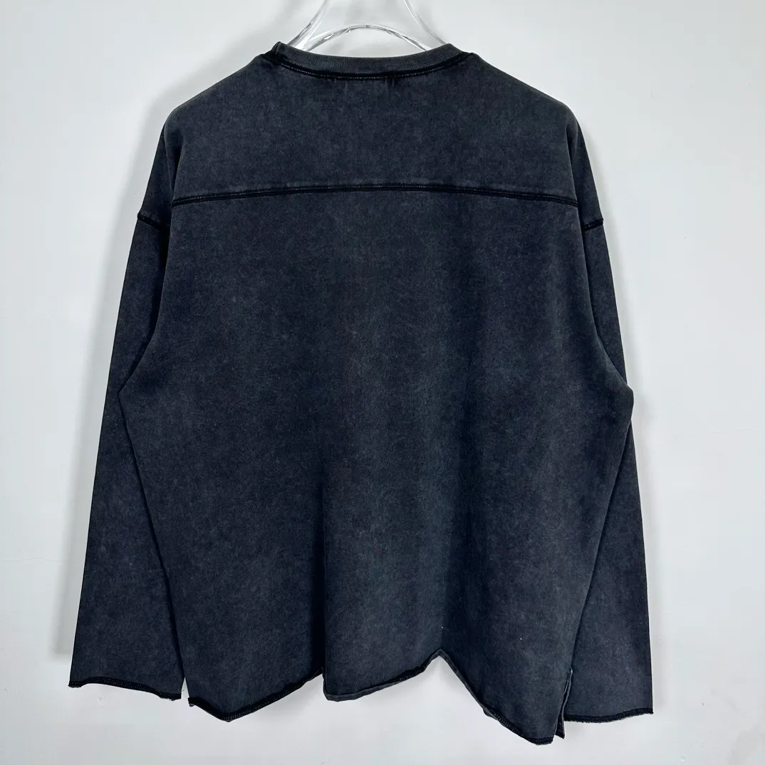 Washed long-sleeved T-shirt STUSSY FW24 FOOTBALL CREW PIGMENT DYED TEE washed black S-XL