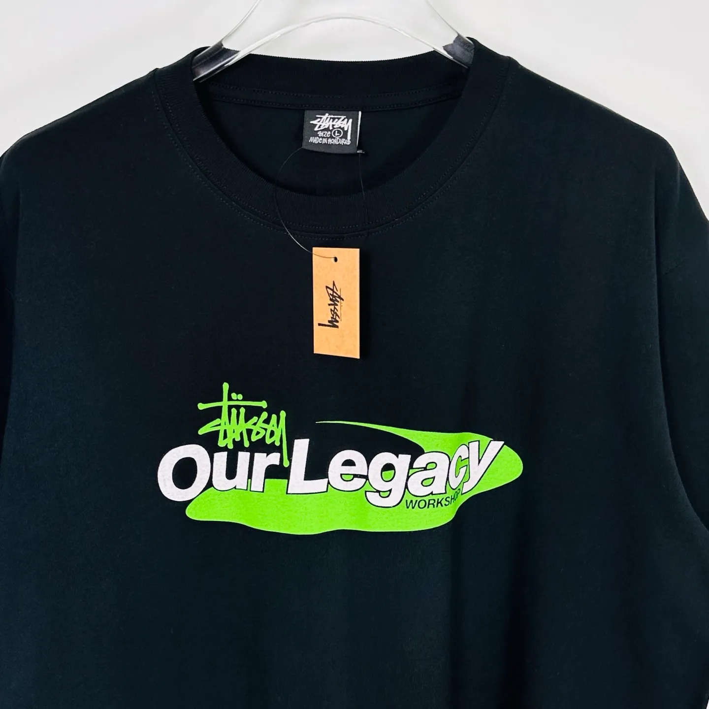 OL joint T-shirt STUSSY x OUR LEGACY joint model SS25 WORK SHOP SWIRL TEE PIGMENT DYED printed short-sleeved TEE off-white black S- XL