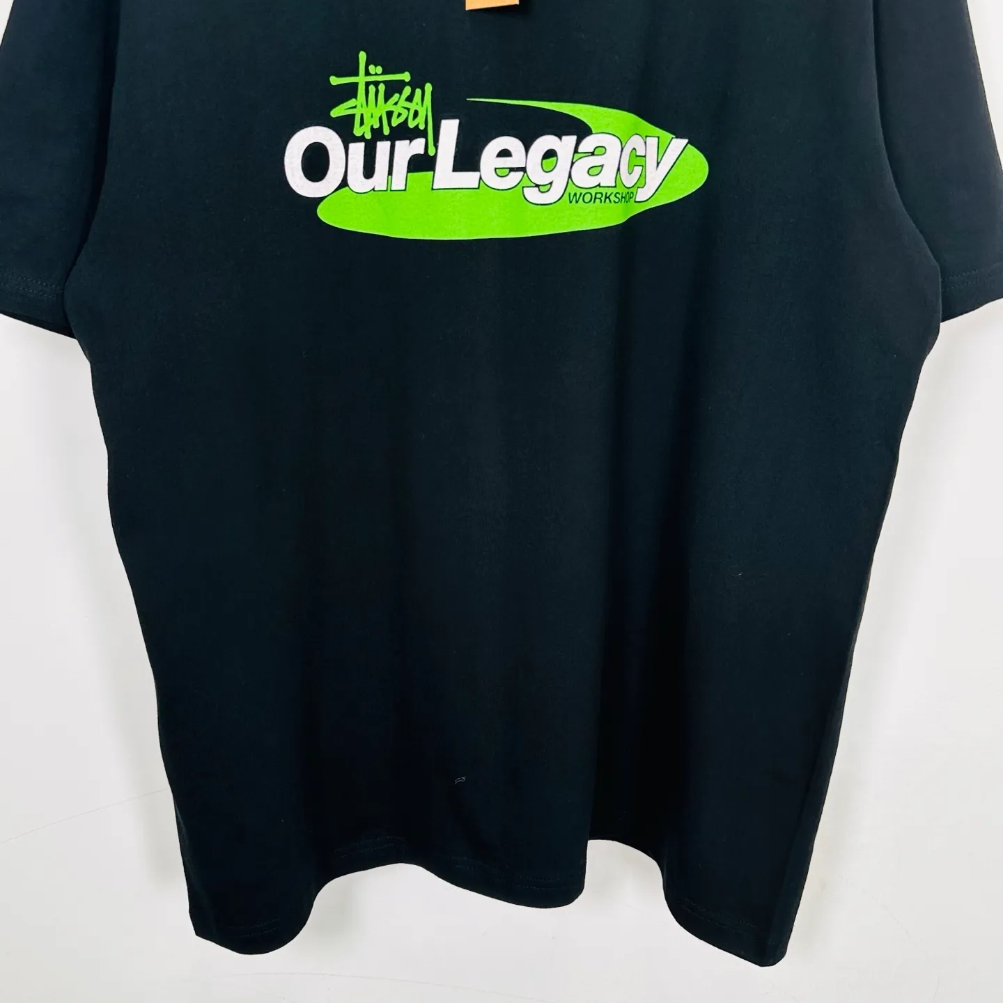 OL joint T-shirt STUSSY x OUR LEGACY joint model SS25 WORK SHOP SWIRL TEE PIGMENT DYED printed short-sleeved TEE off-white black S- XL