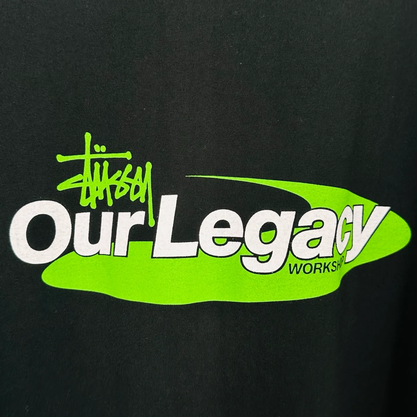 OL joint T-shirt STUSSY x OUR LEGACY joint model SS25 WORK SHOP SWIRL TEE PIGMENT DYED printed short-sleeved TEE off-white black S- XL