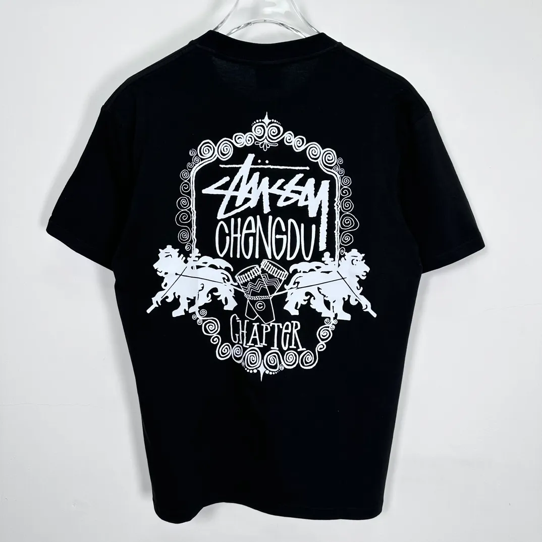 Spot goods! Lion T-shirt STUSSY 24FW CHENGDU CHAPTER TEE Chengdu limited short-sleeved Tee black and white S-XL