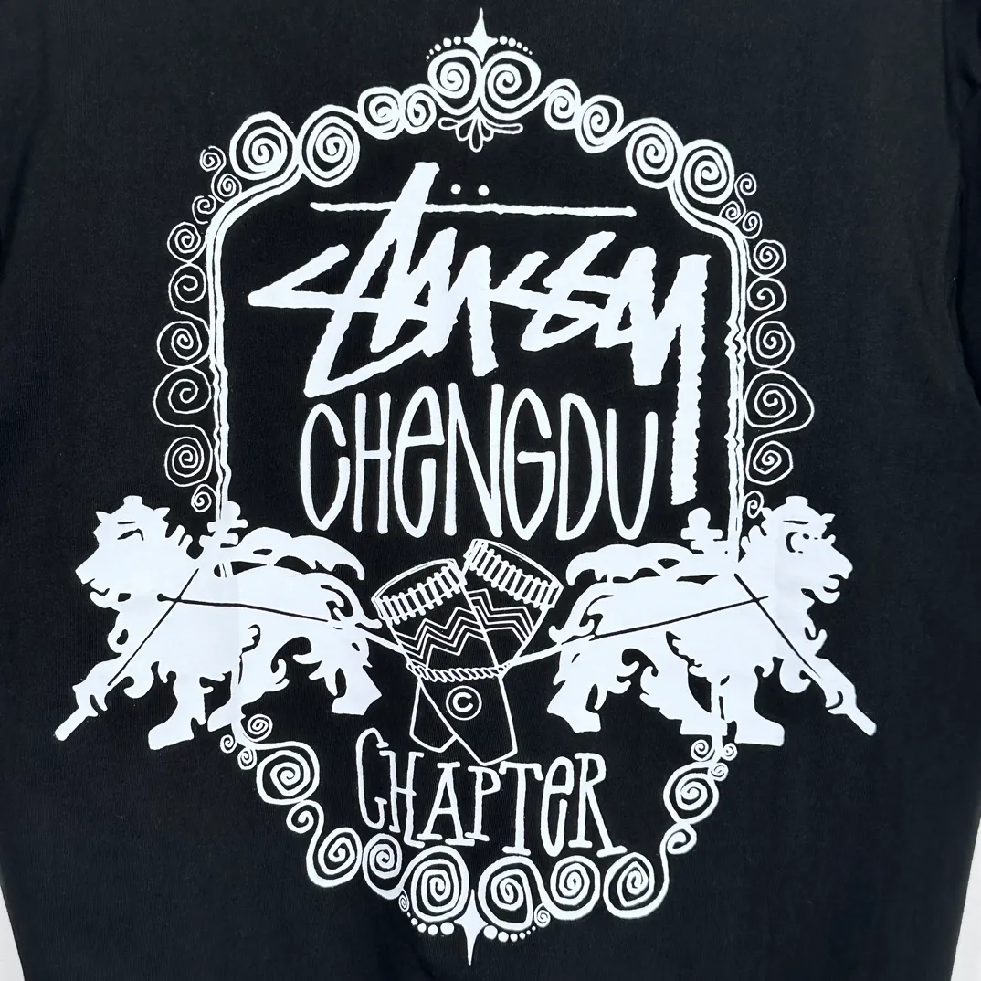 Spot goods! Lion T-shirt STUSSY 24FW CHENGDU CHAPTER TEE Chengdu limited short-sleeved Tee black and white S-XL