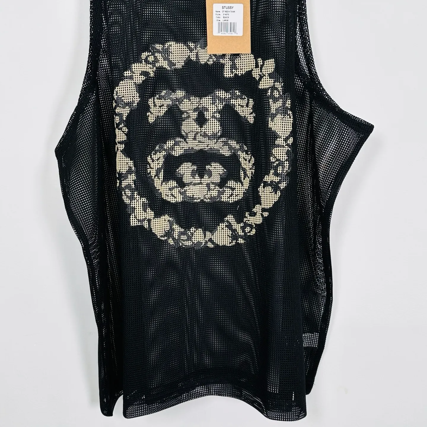 DT vest STUSSY X DENIM TEARS joint model SS25 MESH TANK garland mesh hollow vest black S- XL
