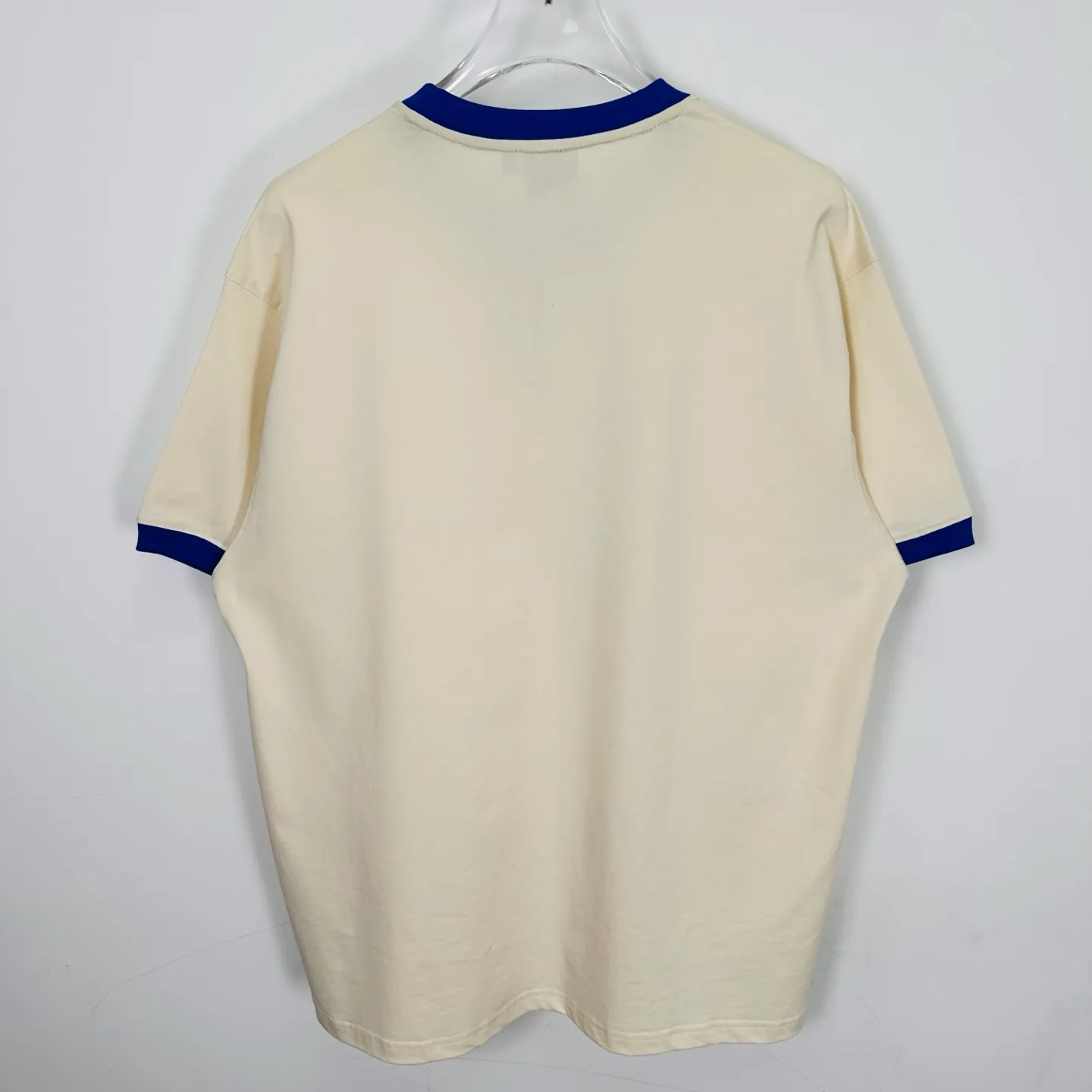 Contrast color collar T-shirt STUSSY SS25 HEAVY JERSEY CREW High weight knitted sports short-sleeved washed black beige S- XL
