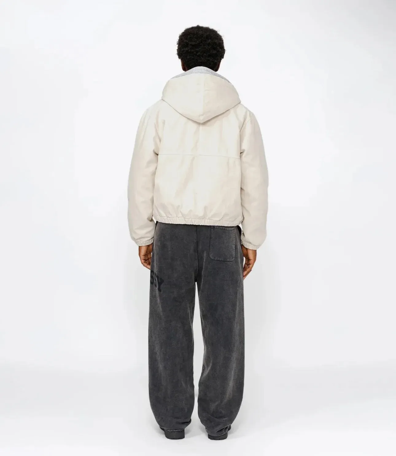 Washed sweatpants STUSSY FW24 FLEECE PANT FADED GRAPHIC loose thin velvet sweatpants with logo on the side, washed black S- XL