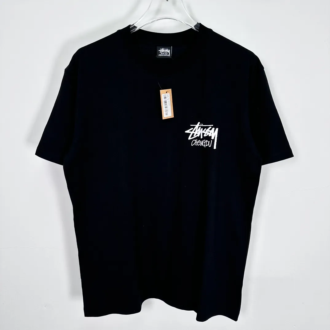 Chengdu limited TEE STUSSY FW24 CHENGDU TEE classic words Chengdu limited short sleeves black and white S-XL
