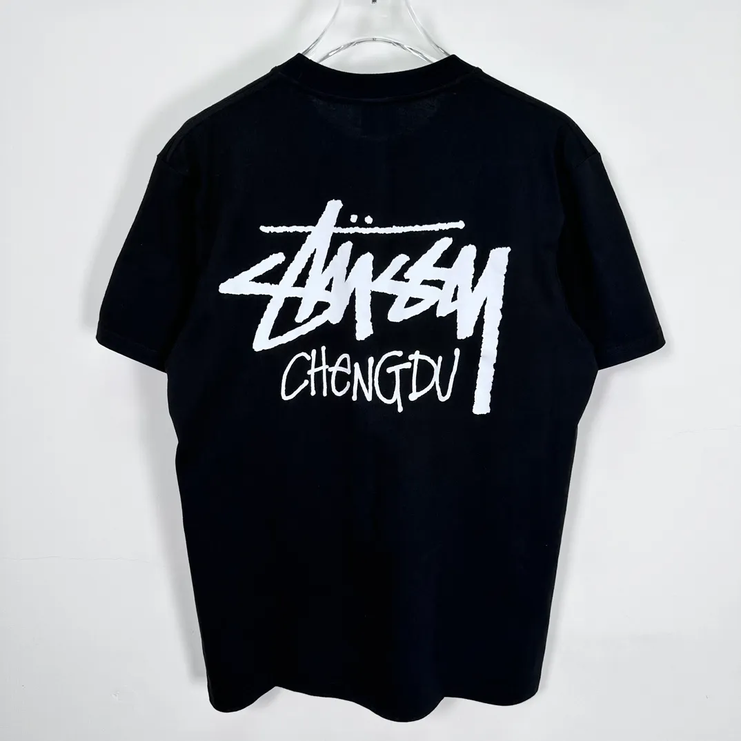 Chengdu limited TEE STUSSY FW24 CHENGDU TEE classic words Chengdu limited short sleeves black and white S-XL