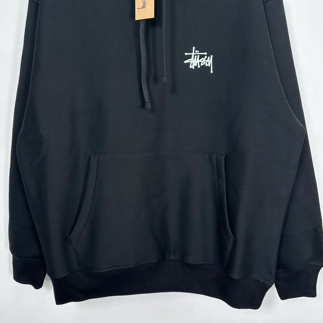 Graffiti word sweatshirt Stussy FW24 BUILT IN USA HOODIE English logo on the back plus velvet hooded sweatshirt/hoodie black gray blue S-XL