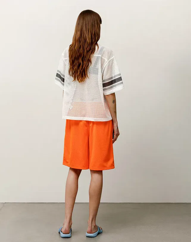 Mesh V-neck T-shirt Stussy SS25 STÜSSY INTERNATIONAL TEAM JERSEY V-neck mesh retro letter short sleeves black and white S-XL