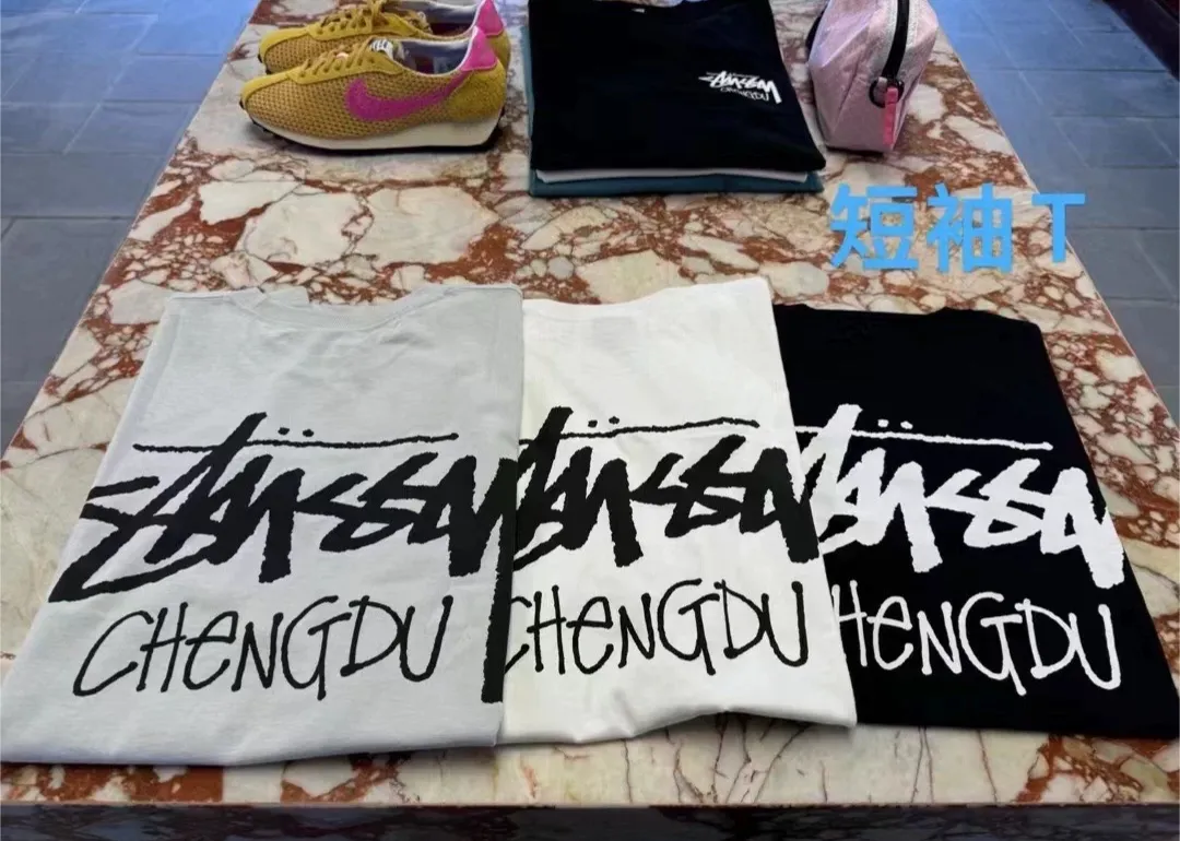 STUSSY FW24 CHENGDU TEE Classic Chengdu limited short-sleeved TEE black and white S-XL