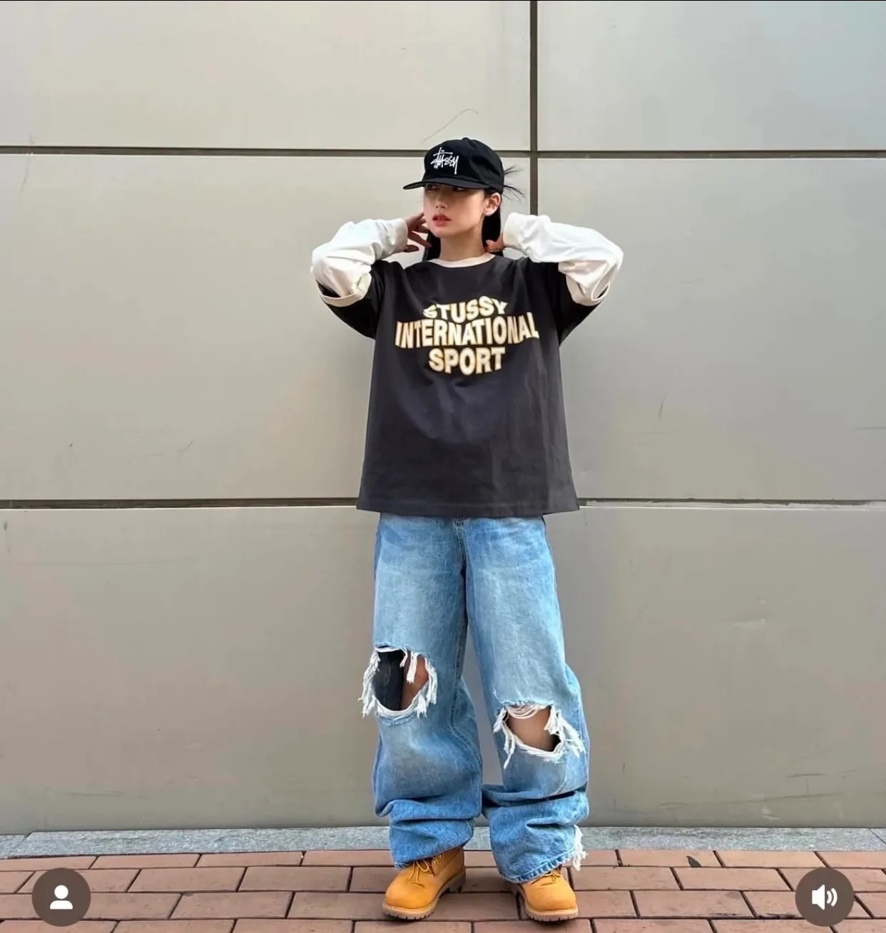 Contrast color collar T-shirt STUSSY SS25 HEAVY JERSEY CREW High weight knitted sports short-sleeved washed black beige S- XL