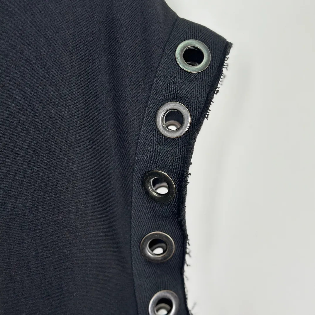 Stussy x JUNYA WATANABE Hooded Vest joint logo eyelet raw edge hooded sweatshirt vest black S-XL