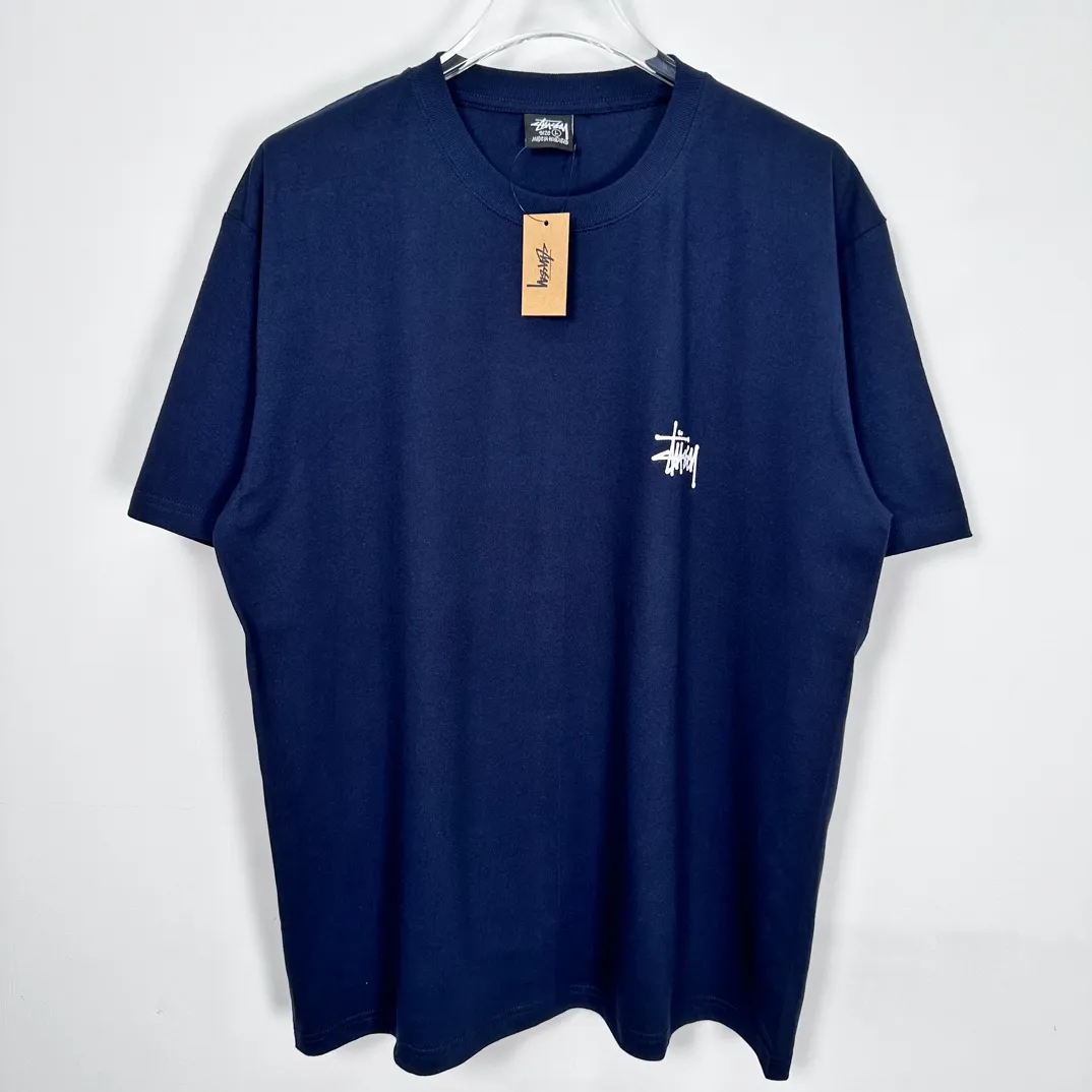 Spot goods! Stussy SS24 Basic StÜssy Tee classic letter Logo printed short-sleeved T-shirt couple style black and white dark blue S-XL