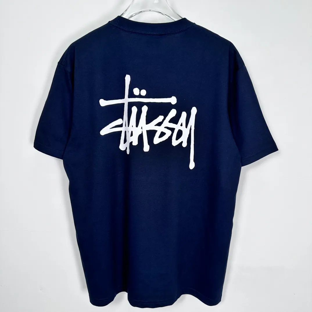 Spot goods! Stussy SS24 Basic StÜssy Tee classic letter Logo printed short-sleeved T-shirt couple style black and white dark blue S-XL