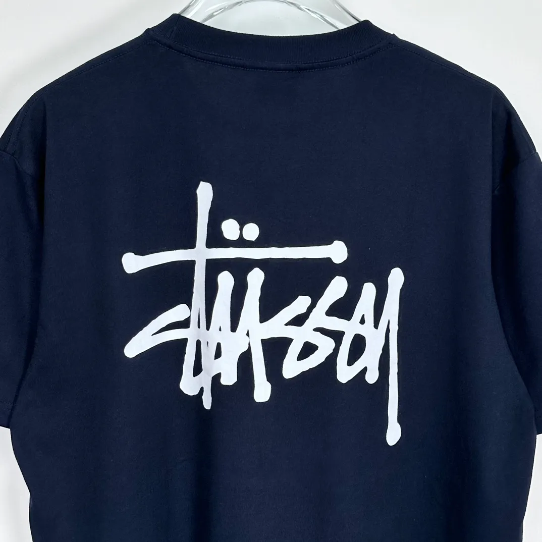 Spot goods! Stussy SS24 Basic StÜssy Tee classic letter Logo printed short-sleeved T-shirt couple style black and white dark blue S-XL