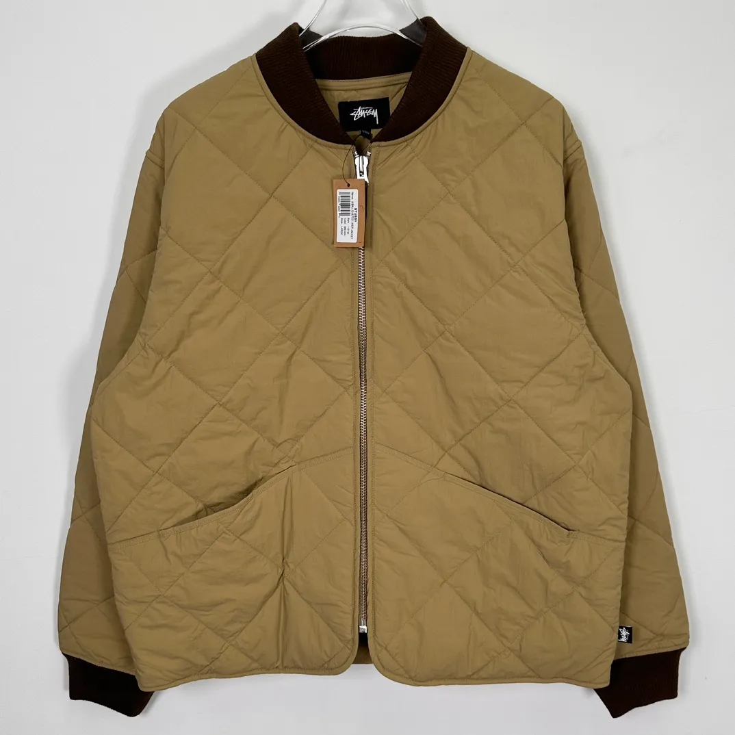 STUSSY 23FW 🎱 BALL QUILTED LINER JACKET Black 8 billiard zipper cotton coat/jacket Size: Black S M Khaki M L XL